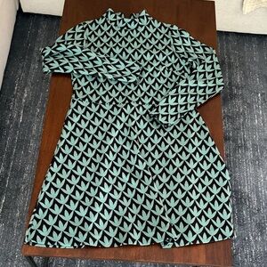 Boden Black and Teal Geometric Dress